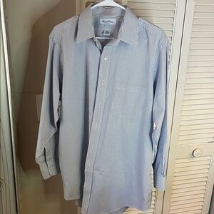 Brooks Brothers Classic Preppy Men's Blue Striped Dress Shirt